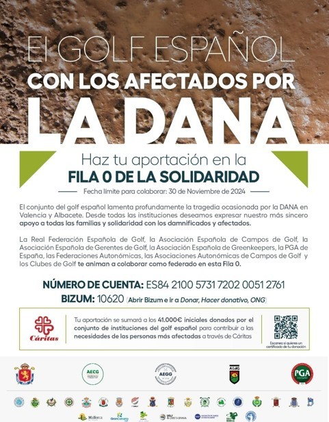 El Golf español se solidariza con los afectados por la DANA 